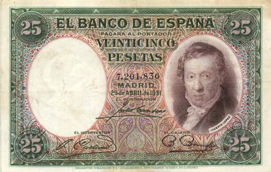 25 Pesetas 25.4.1931
